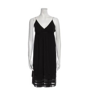 Theory Black Silk A-Line Midi Dress Sz4 Coquette Whimsygoth Y2K